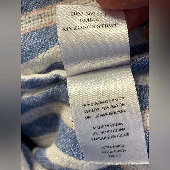 Rails Emma Mykonos Stripe Linen Blend Mini Dress Blue XS - Picture 7 of 8